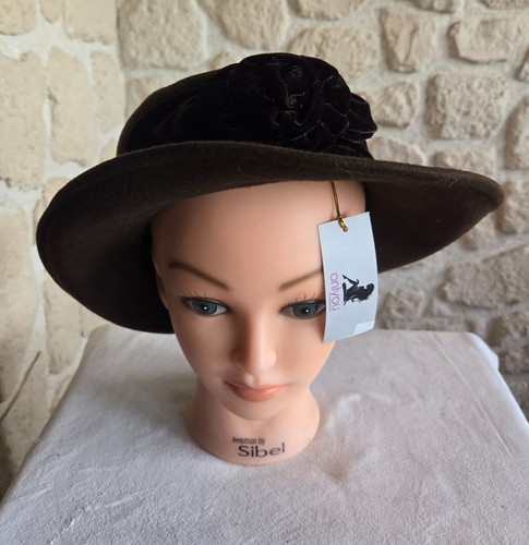 Chapeau melon marron laine - melon,