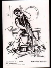 LA BORNE / HENRICHEMONT (18) POTTER au TOUR à baton / illustrated André ROZAY