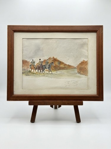Ancienne aquarelle cavaliers - ancienne,