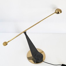 LAMPE DE BUREAU VINTAGE 1980 EDITION FASE LAITON DORE & METAL 80S 1980S HALOGENE