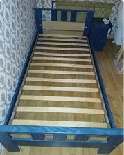 lit en pin bleu 1 personne