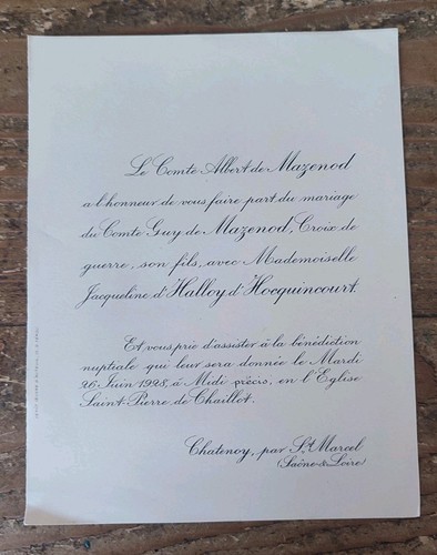 Ancien faire part mariage 1928 - ancien,