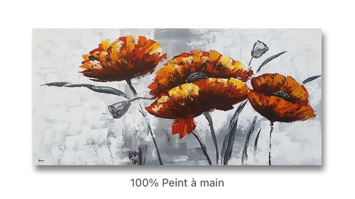 Tableau peinture fleurs rouge - tableau,
