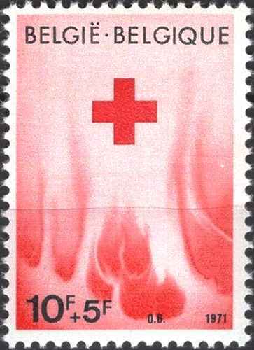 Timbre croix rouge - rouge, belgique