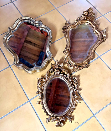 Lot petits miroirs dorés - de,