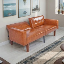68" Foldable Faux Leather Sofa