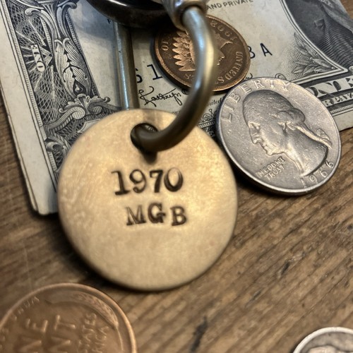 1970 mgb solid brass - key, fob