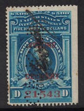 Scott RC20 - Utilisé, Perfin - 500 $ Livraison Future, 1918-34 - Revenu Interne