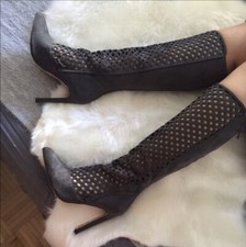 NEW GRAY KNEE HIGH CUTOUT BOOT