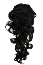 Postiche Tresse Volumineux Bouclée Peignes & Bande Élastique Noir 60cm