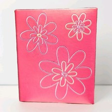 Pink With Embroidered Flowers 9x7.5 Photo Album, Holds 4x6 Photos