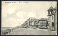 Old postcard Westende-Bains, Le Kursaal et la dike 1914 