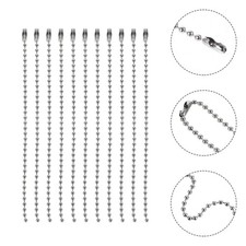  100pcs Chaînes de perles 2.4mm rondes rondes Balles de perles Tags Connector