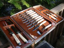 VINTAGE 14 PIECE REGENT SHEFFIELD KNIFE SET IN CASE  CUTLERY