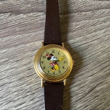 Disney Lorus Gold Minnie Mouse Brown Leather Watch