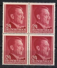 Pologne OCCUPATION Bloc de 4 timbres WW2 1941 MNH Mi 78 Sc N83 Adolf Hitler **