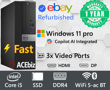 Dell Windows 11 pro Desktop Computer i5 16 GB RAM HDMI SSD 500 GB HDD WiFi BT PC