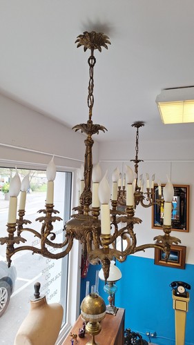 Lustre bras bronze massif - lustre,