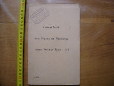 Old manual price list parts spare engines type 39 BERNARD ENGINE