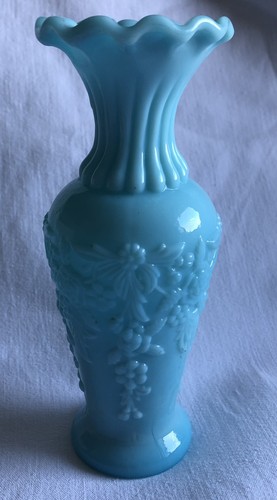 Ancien vase opaline bleu - vase,