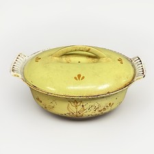 DRU Holland Yellow Tulip Enameled Cast Iron Dutch Oven Pot w/ Lid - 2.5 Quarts