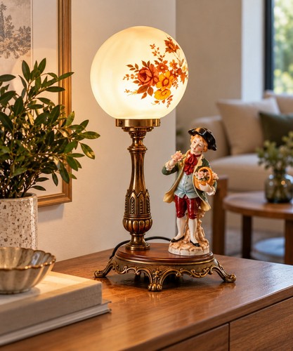 Lampe vintage globe opalin - vintage,