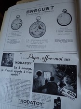 BREGUET 1783 watch + KODATOY projector advertising paper ILLUSTRATION 1931 eb