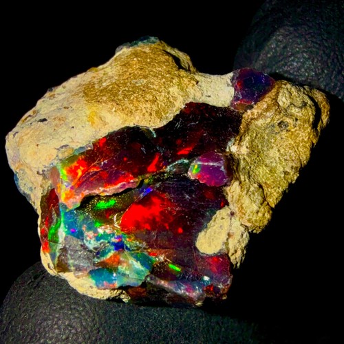 Opale noire brute éthiopienne - opale,