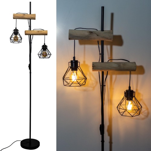 Lampadaires bois salon métal - lampadaires,