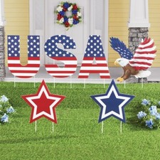 Set De 6 USA, Eagle & Stars Patriotique 4th De Juillet Extérieur Jardin Piquet