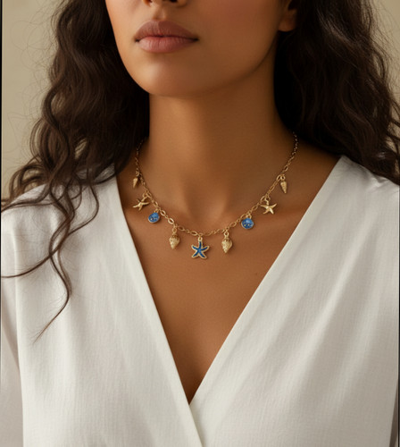 Collier doré thème marin - , –