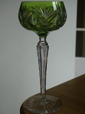VINTAGE ROEMER WINE GLASS CRYSTAL VAL ST LAMBERT BOURGET HOLLOW LEG green chines