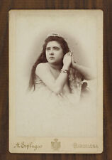 Spanish artist poses bare breast, cabinet card, photo Esplugas, Barcelona