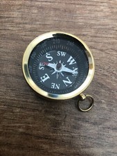 Ancienne boussole de poche en laiton finition - style ancien vintage - porte-...