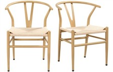 Lot de 2 Chaises de Salle à Manger Corde de Papier Cadre en Métal