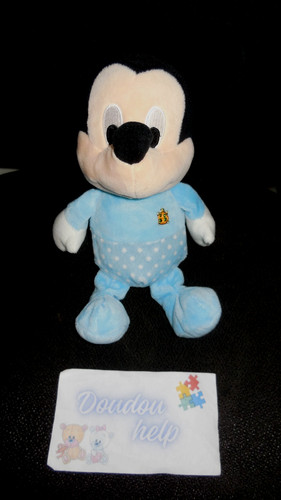 Doudou peluche mickey bleu - doudou,