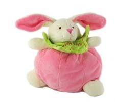 Doudou lapin boule rose vert