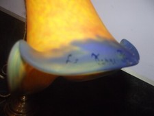 Lampe pivotante laiton Bureau ART DECO  Tulipe Pâte de Verre le verre Français