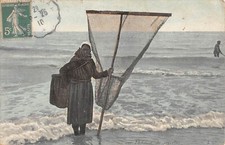 Old postcard 62 shrimp fisherman
