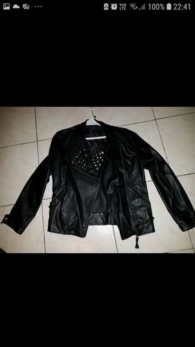 Veste simili cuir noire - veste,