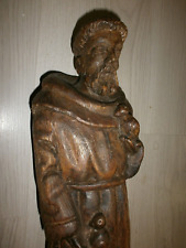 H.55cm / Large WOODEN STATUE / SAINT FRANCIS WITH BIRDS / CHENE? / FOLK ART