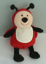 P9. DOUDOU PELUCHE COCCINELLE ROUGE NOIR DMC BAVOIR BLANC  22CM - lire svp