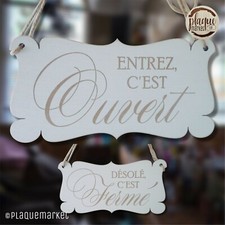 Ouvert / Fermé Plaque de Boutique Bois Shabby Suspendu Panneau de Porte Fenêtre