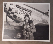 WWII U.S. Army Air Forces, Photograph of P-51 Mustang Fighter Airplane & Pilot
