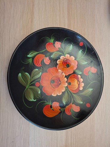 Assiette bois laque russe - -,