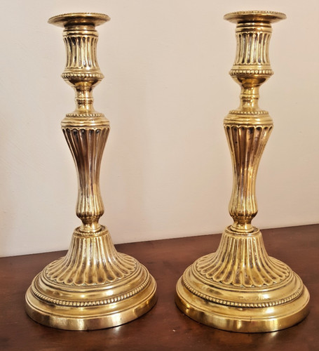 Paire bougeoirs anciens - paire, de