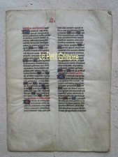 4 pp. MS XV° d'un LIVRE D'HOURS (beautiful blue, red letters on a gold background).