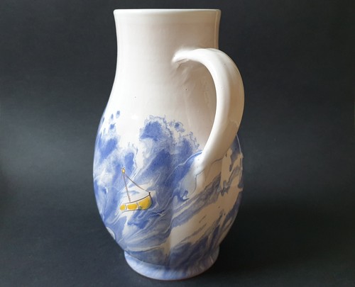 Cruche faïence décor splash - cruche, faïence,