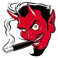 MINI Smokin' Devil Head STICKER Decal Poster Art Coop (Left Facing) CP10BL Roth