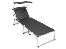 Chaise longue de jardin pliable avec toit et oreillers